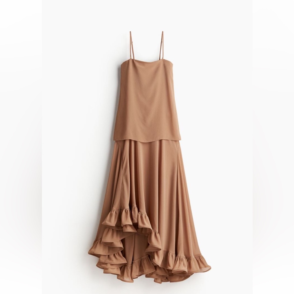 H&M Voluminous Bandeau Dress - Dark Beige